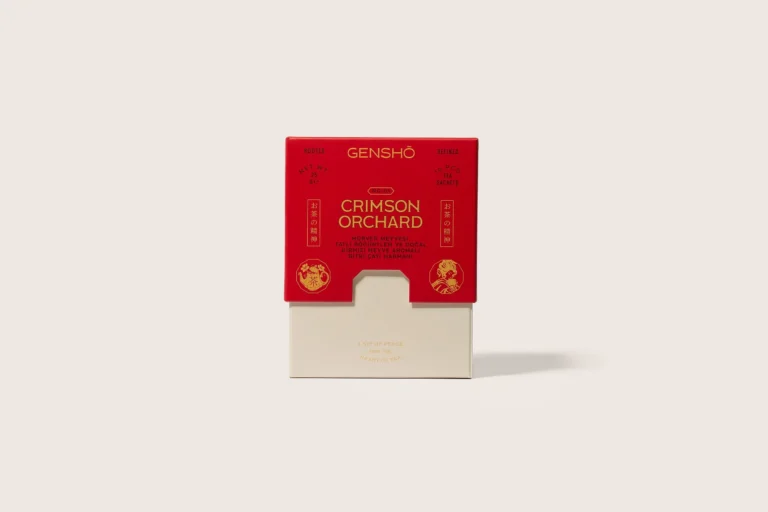 Crimson Orchard bitki çayı kutusu, önden görünüm