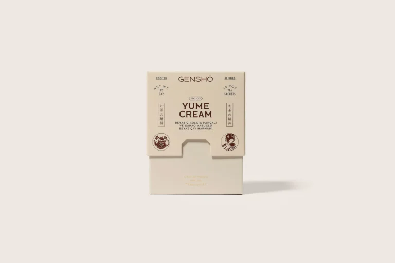 Yume Cream beyaz çay kutusu, önden görünüm